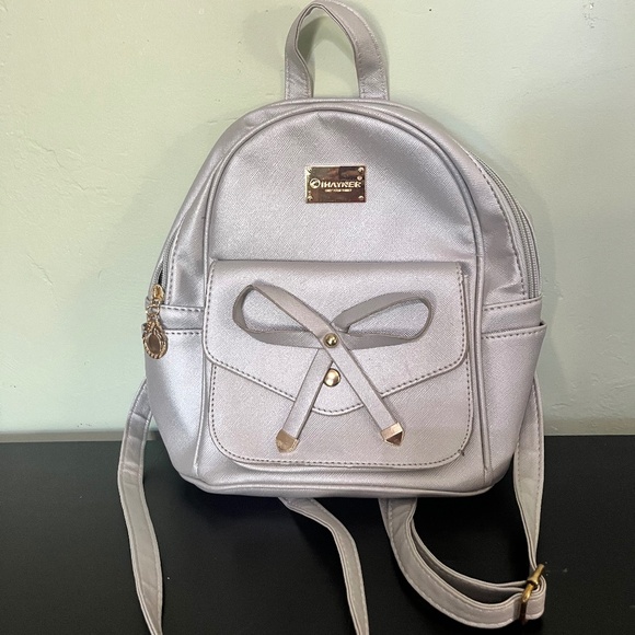 Silver Mini Backpack with Adorable Bow - Picture 1 of 2